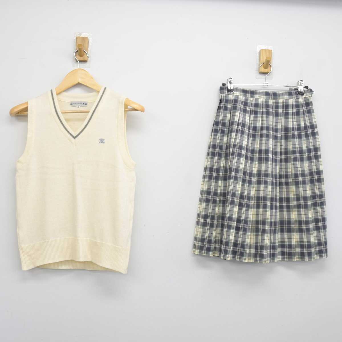 【中古】東京都 共栄学園中学高等学校 女子制服 2点 (ニットベスト・スカート) sf046513