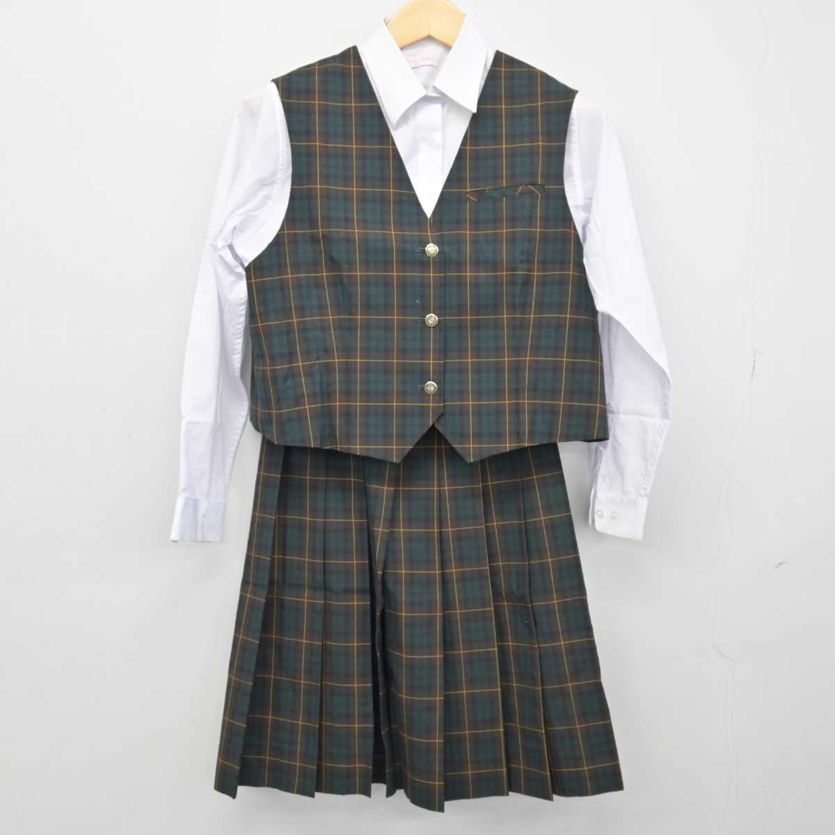 【中古】神奈川県 横浜市立小田中学校 女子制服 3点 (ベスト・シャツ・スカート) sf046526