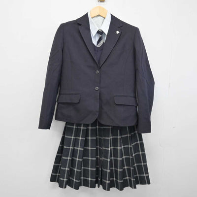 【中古】山口県 周防大島高等学校 女子制服 6点 (ブレザー・シャツ・ニット・スカート) sf046551