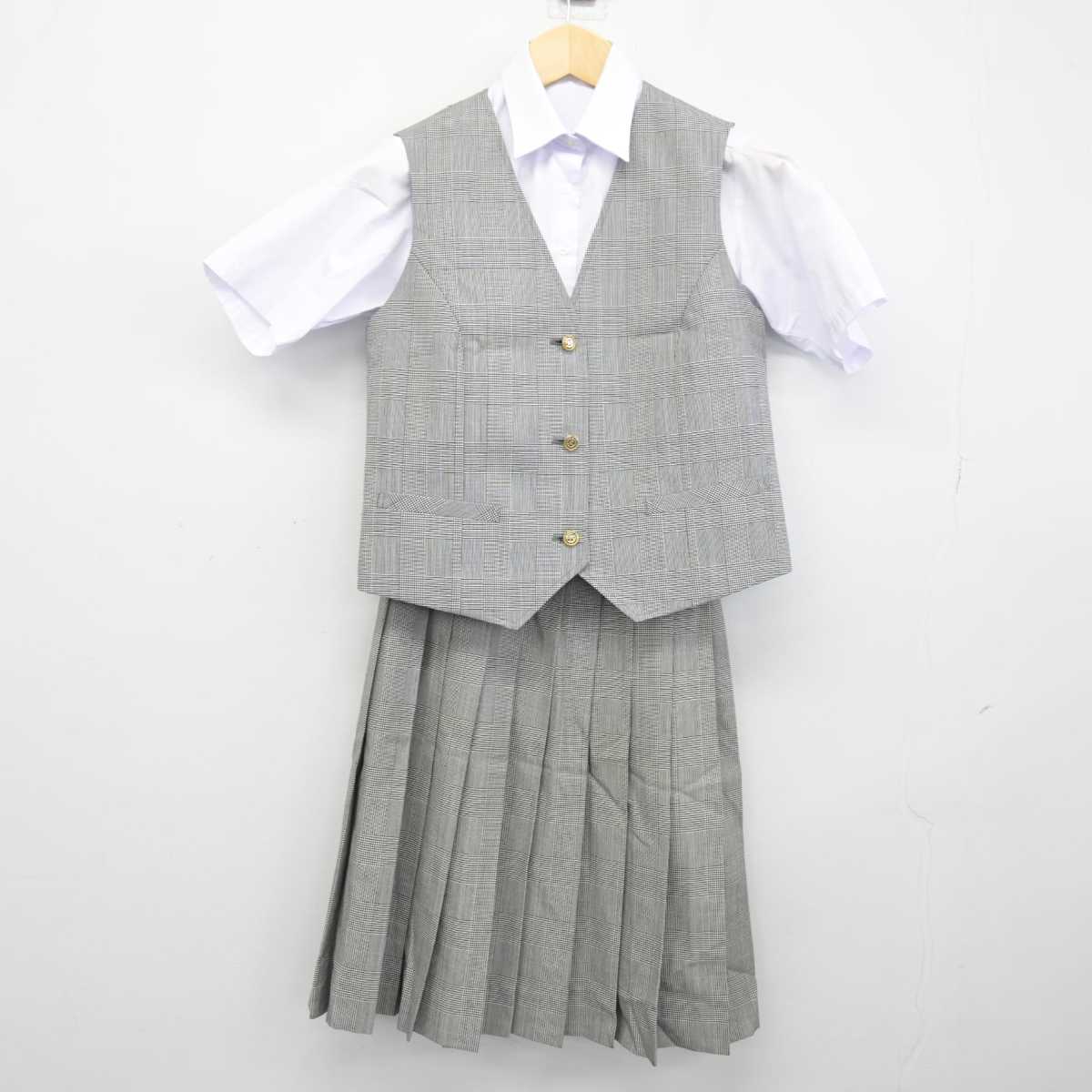 【中古】東京都 片倉高等学校 女子制服 3点 (シャツ・ベスト・スカート) sf046571