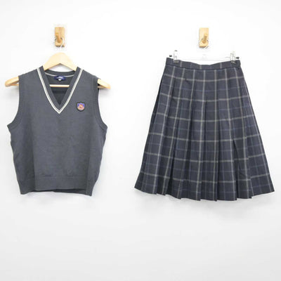 【中古】兵庫県 明石北高等学校 女子制服 2点 (ニットベスト・スカート) sf046594