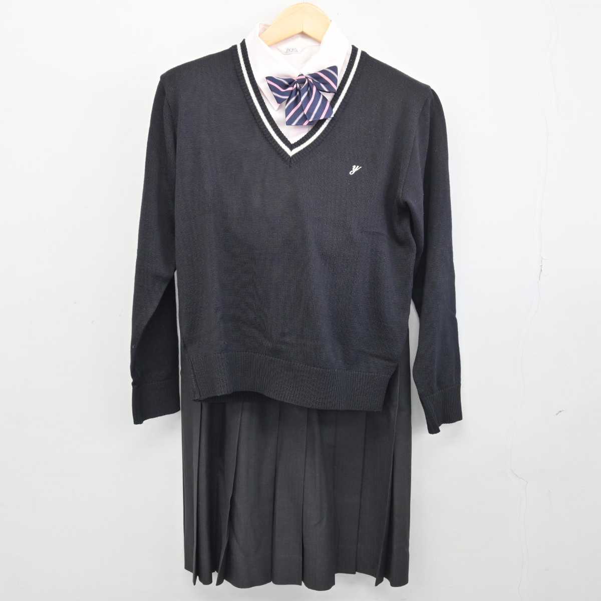 【中古】兵庫県 夢前高等学校 女子制服 5点 (ブレザー・ニット・シャツ・スカート) sf046602