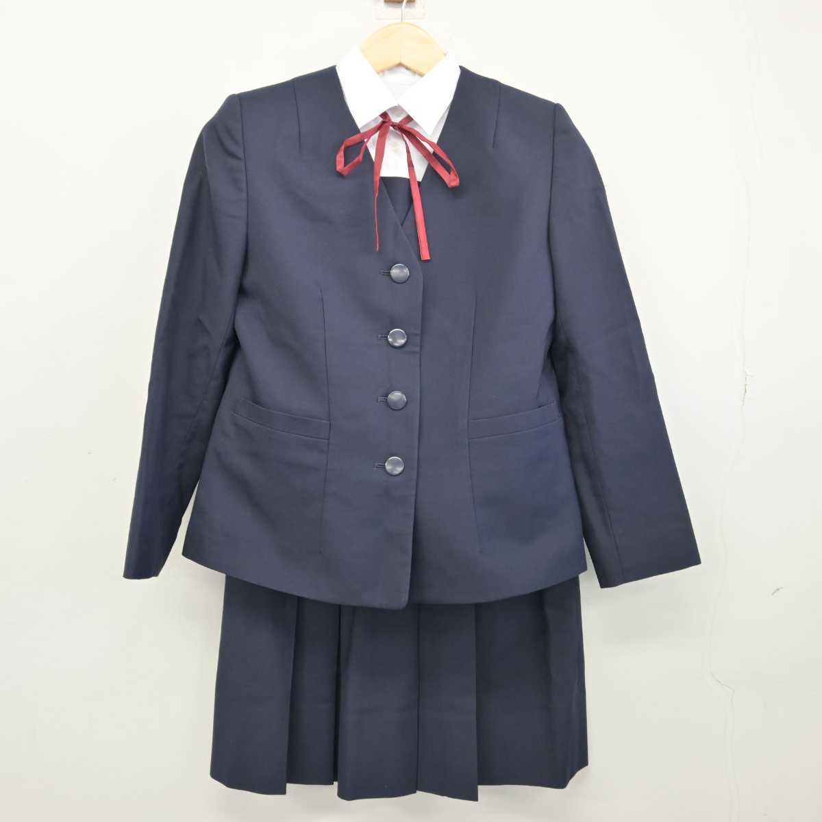 【中古】神奈川県 御成中学校 女子制服 5点 (ブレザー・ベスト・シャツ・スカート) sf046625