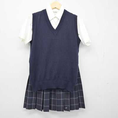 【中古】東京都 葛飾野高等学校 女子制服 3点 (ニットベスト・シャツ・スカート) sf046666