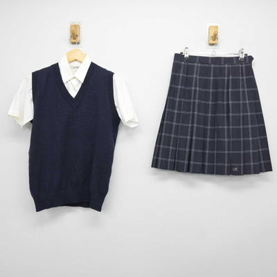 【中古】東京都 葛飾野高等学校 女子制服 3点 (ニットベスト・シャツ・スカート) sf046666