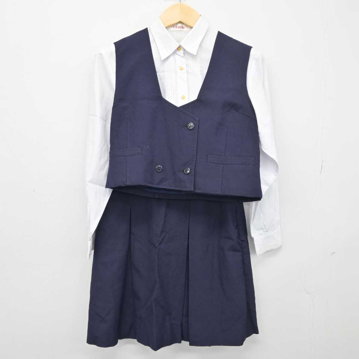 【中古】和歌山県 近畿大学附属和歌山中学校/旧制服 女子制服 4点 (ブレザー・ベスト・シャツ・スカート) sf046675