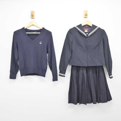 【中古】埼玉県 星野学園中学校 女子制服 3点 (セーラー服・ニット・スカート) sf046706