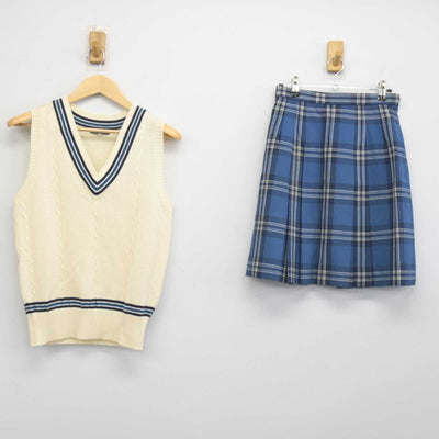 【中古】神奈川県 白鵬女子高等学校 女子制服 2点 (ニットベスト・スカート) sf046733