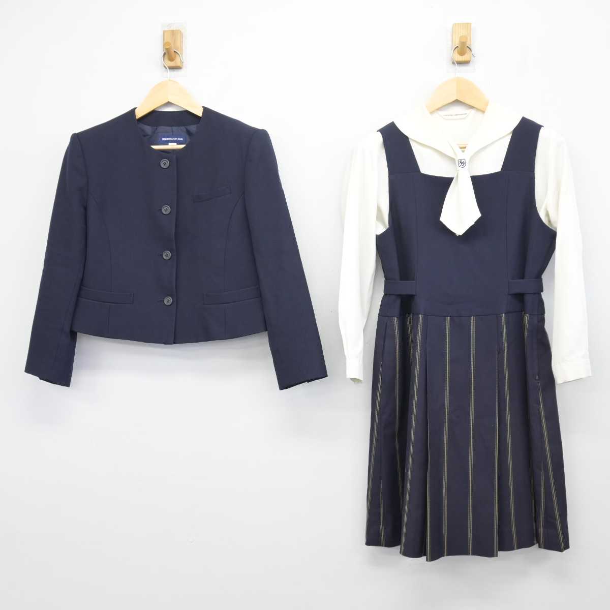 【中古】佐賀県 佐賀清和高等学校 女子制服 3点 (ブレザー・シャツ・ジャンパースカート) sf046804