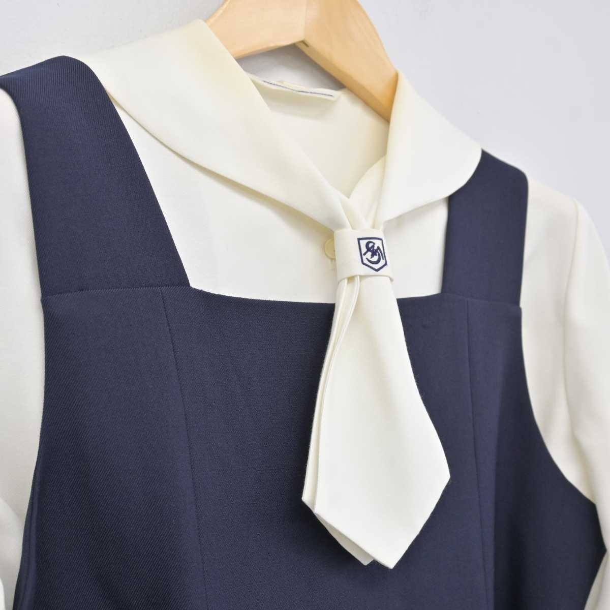 【中古】佐賀県 佐賀清和高等学校 女子制服 2点 (シャツ・ジャンパースカート) sf046805