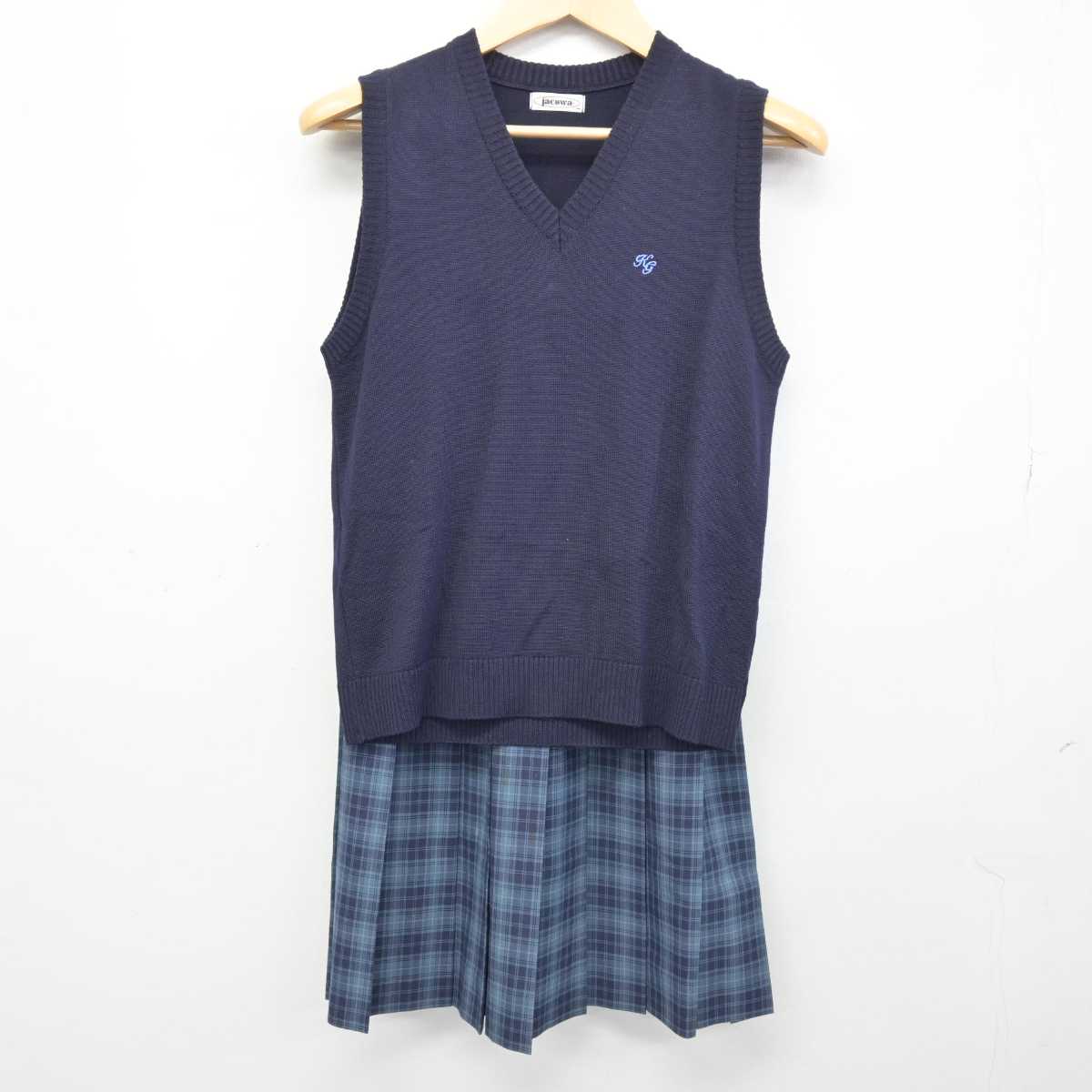 【中古】千葉県 敬愛学園高等学校 女子制服 2点 (ニットベスト・スカート) sf046829