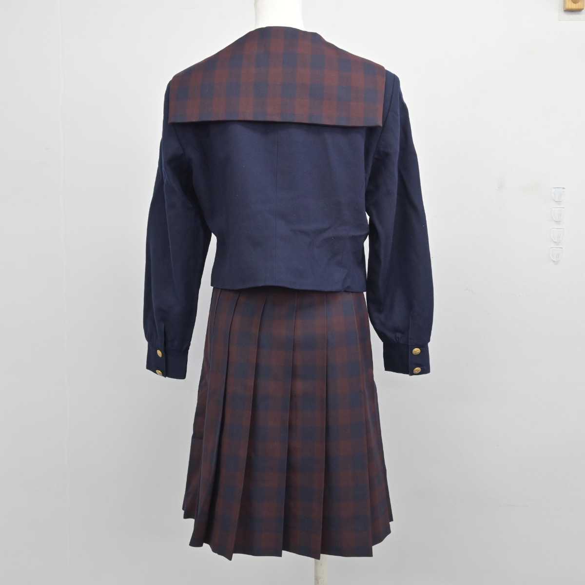 【中古】岡山県 就実中学校 女子制服 3点 (セーラー服・ニット・スカート) sf046917