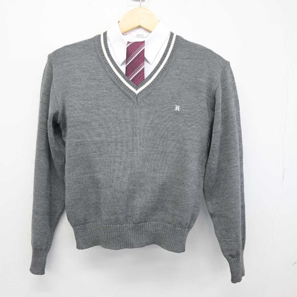 【中古】大阪府 大阪府立東高等学校 女子制服 3点 (ニット・シャツ) sf046967