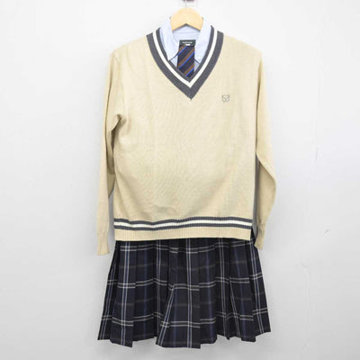 【中古】東京都 品川翔英高等学校 女子制服 5点 (ブレザー・ニット・シャツ・スカート) sf047012