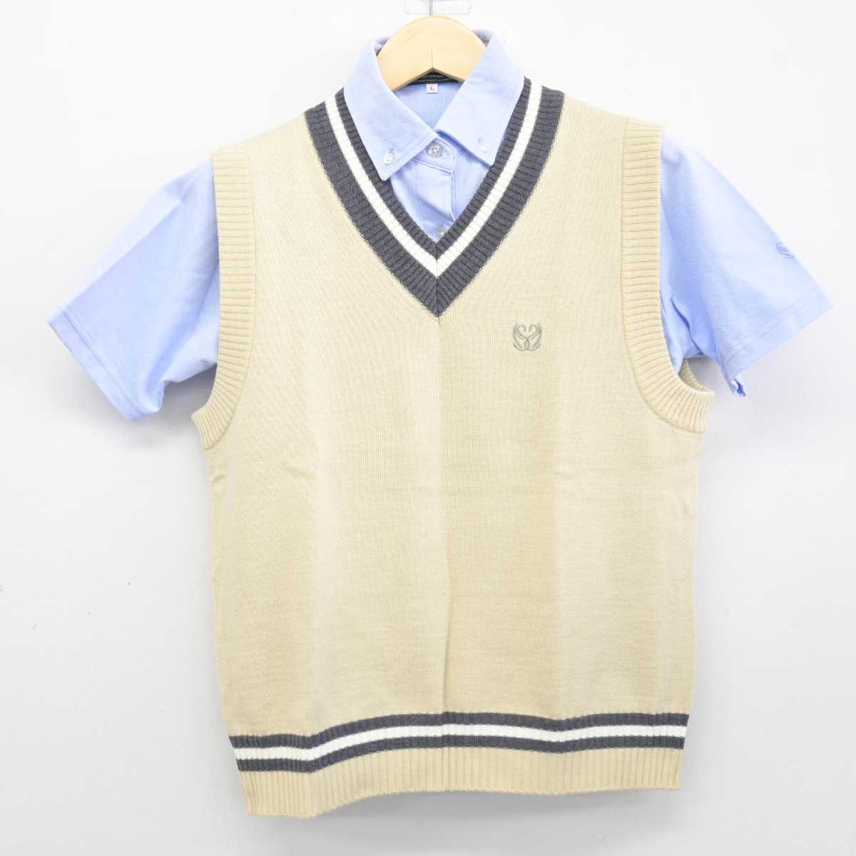 【中古】東京都 品川翔英高等学校 女子制服 2点 (ニットベスト・シャツ) sf047014