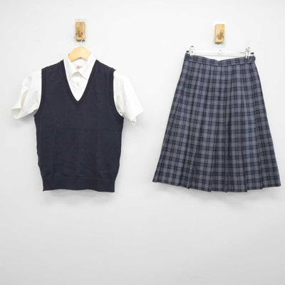 【中古】兵庫県 須磨学園高等学校 女子制服 3点 (シャツ・ニットベスト・スカート) sf047050