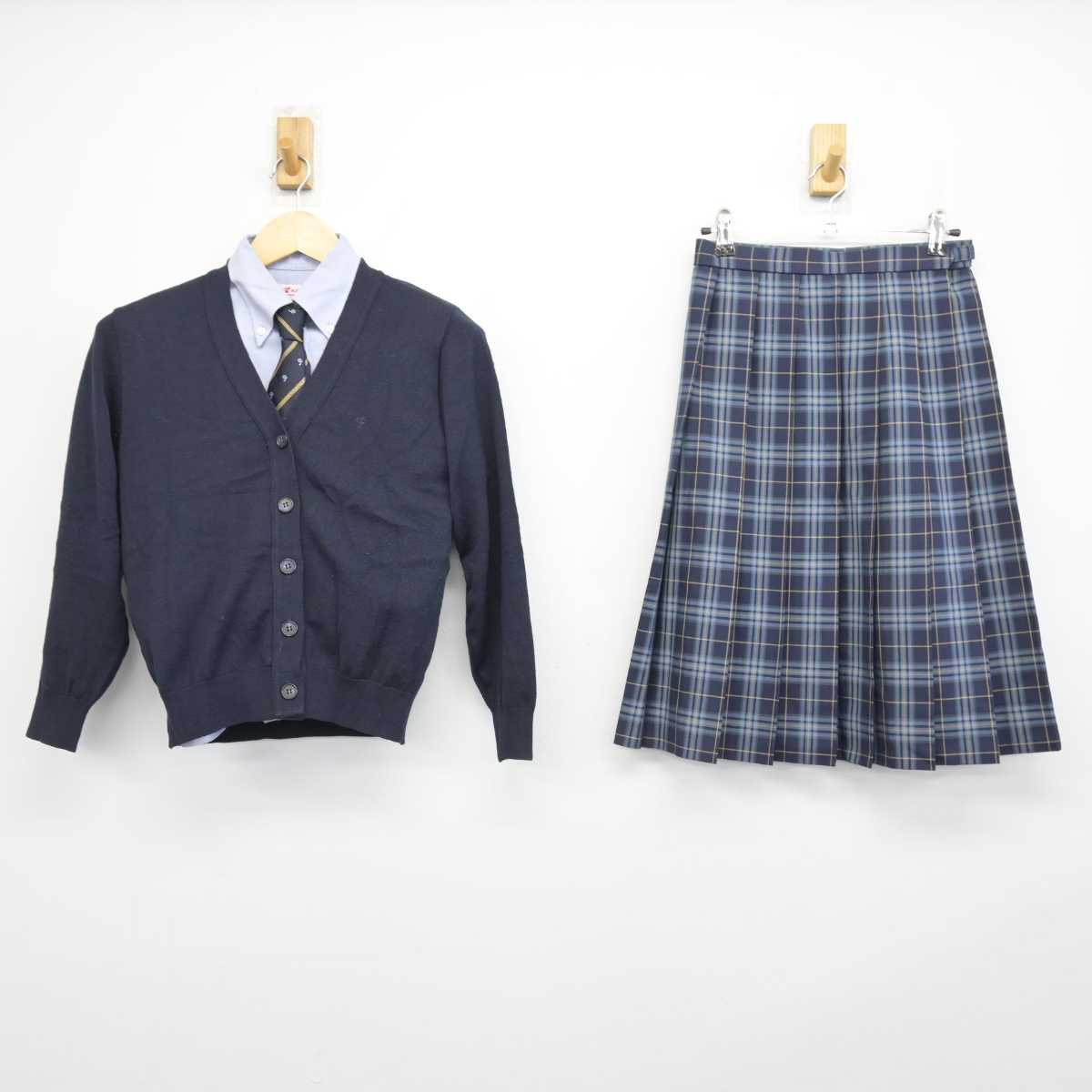 【中古】兵庫県 須磨学園高等学校 女子制服 4点 (シャツ・ニット・スカート) sf047051