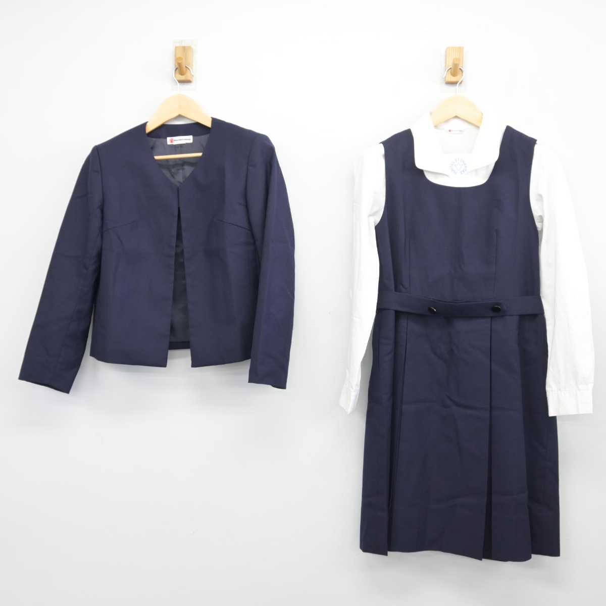 【中古】兵庫県 百合学院高等学校 女子制服 4点 (ブレザー・ジャンパースカート・シャツ) sf047094