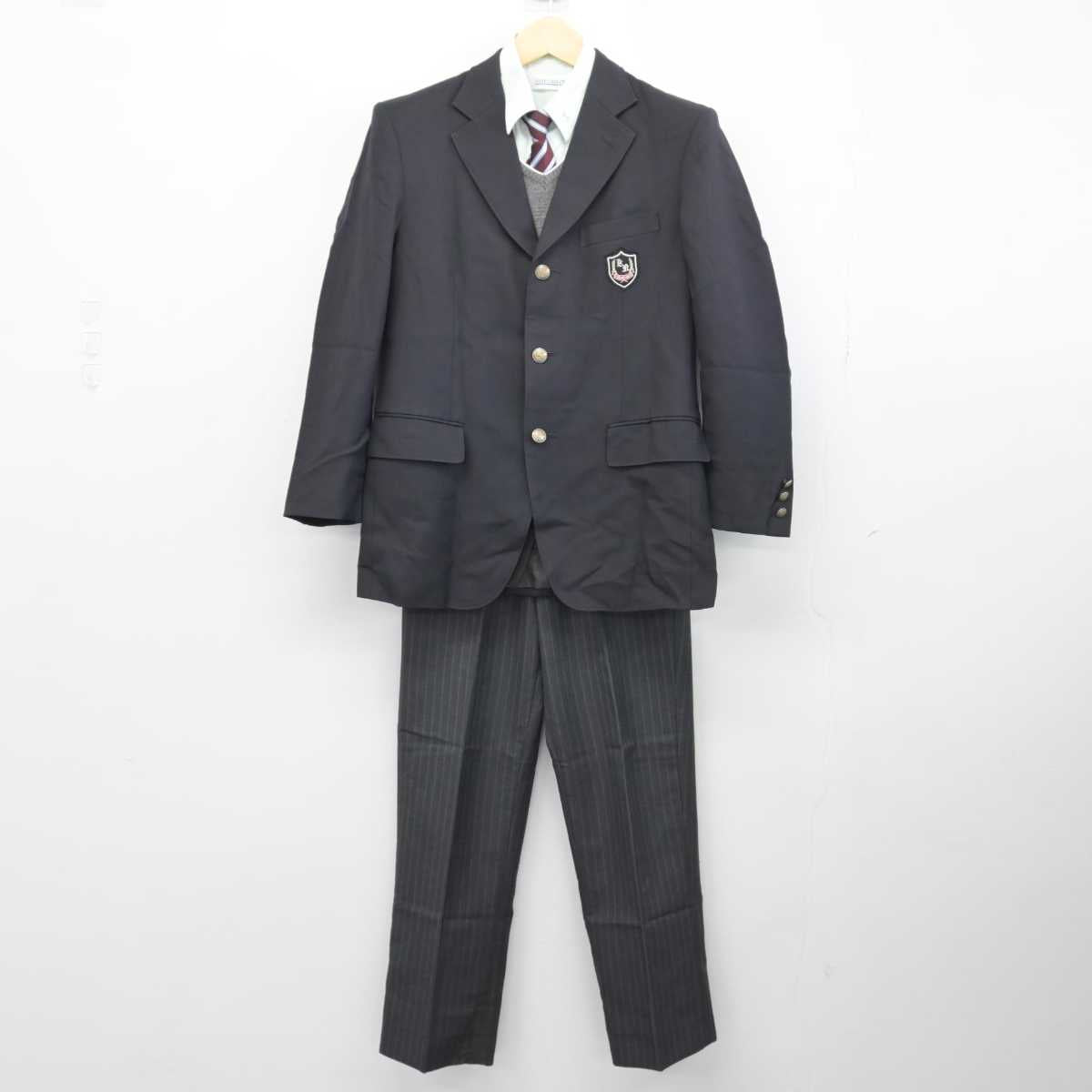 【中古】北海道 北広島西高等学校 男子制服 5点 (・ブレザー・ニット・シャツ・ズボン) sf047100