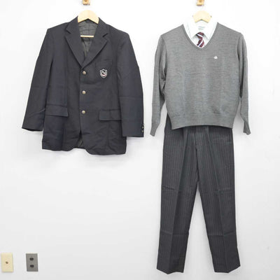 【中古】北海道 北広島西高等学校 男子制服 5点 (・ブレザー・ニット・シャツ・ズボン) sf047100