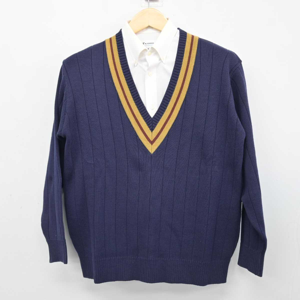 【中古】埼玉県 上尾南高等学校 男子制服 2点 (ニット・シャツ) sf047140