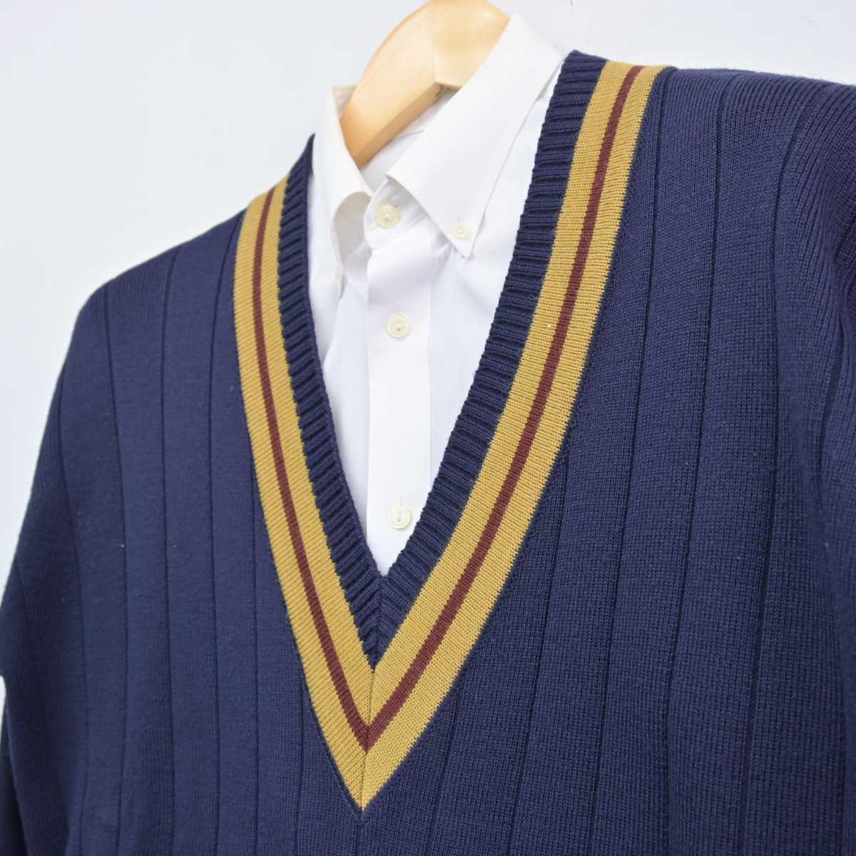 【中古】埼玉県 上尾南高等学校 男子制服 2点 (ニット・シャツ) sf047140