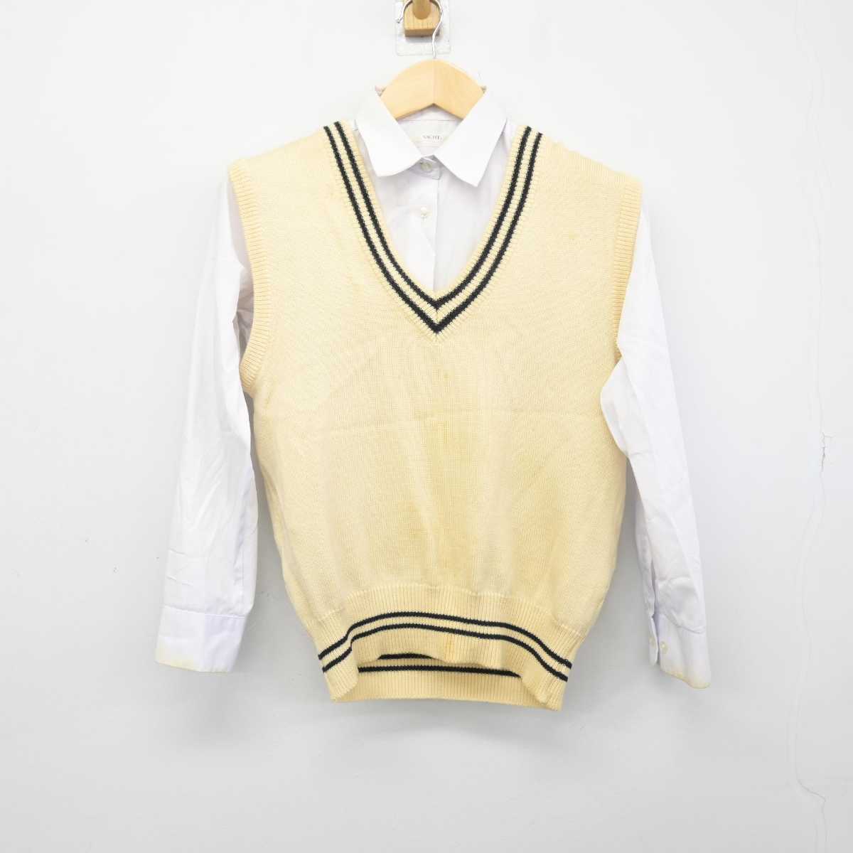 【中古】香川県 香川誠陵中学校高等学校 女子制服 2点 (ニットベスト・シャツ) sf047174