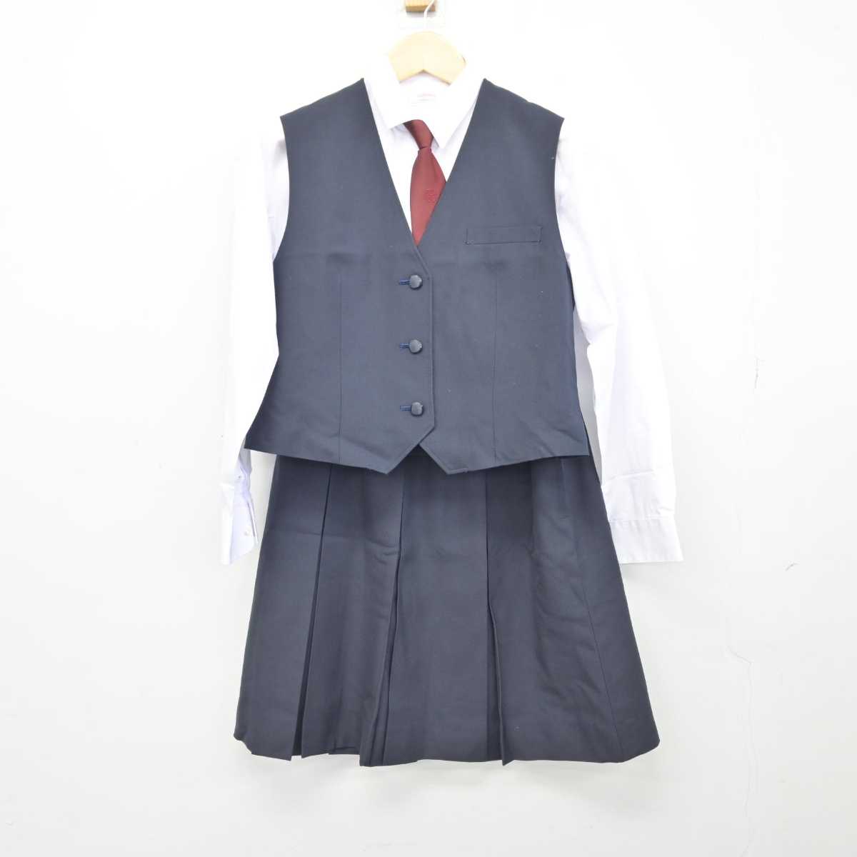 【中古】熊本県 熊本北高等学校 女子制服 5点 (ブレザー・ベスト・シャツ・スカート) sf047183