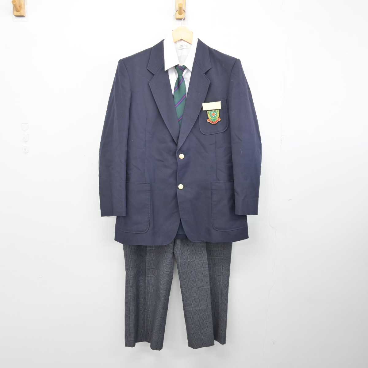 【中古】熊本県 日吉中学校 男子制服 4点 (ブレザー・シャツ・ズボン) sf047217