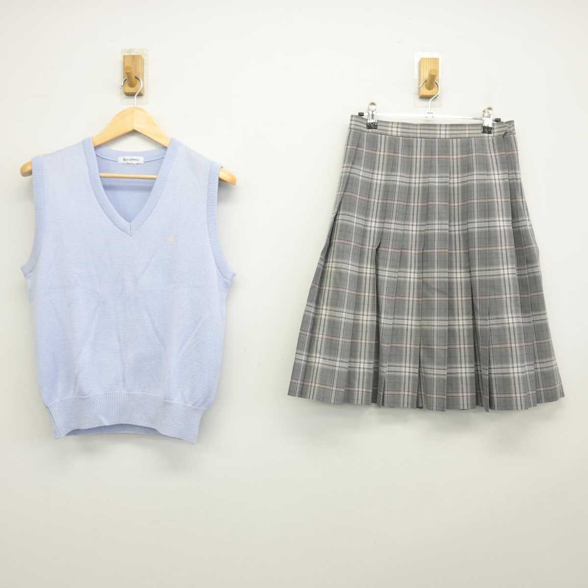 【中古】東京都 淑徳高等学校 女子制服 2点 (ニットベスト・スカート) sf047247