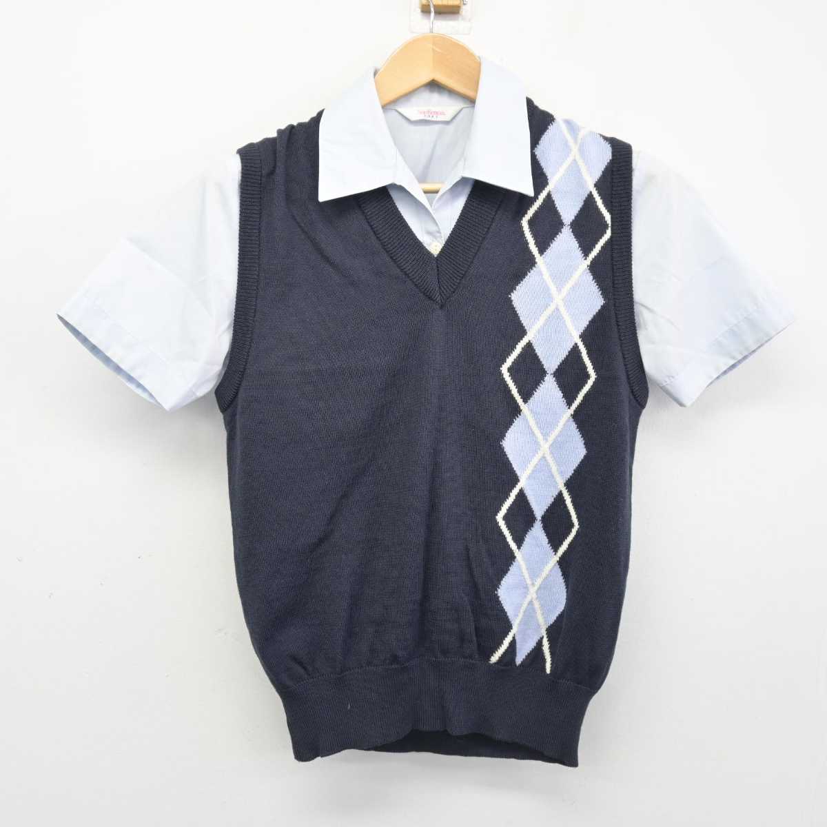 【中古】福岡県 組合立 三井中央高等学校 女子制服 3点 (シャツ・シャツ・ニットベスト) sf047326