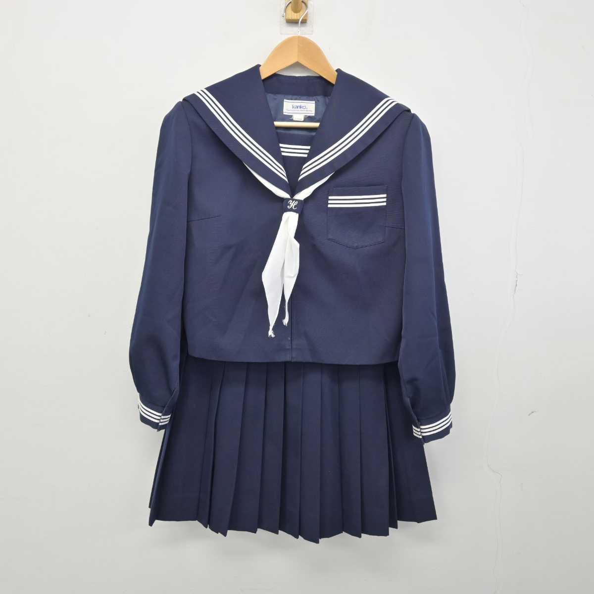 【中古】滋賀県 稲枝中学校 女子制服 3点 (セーラー服・スカート) sf047368