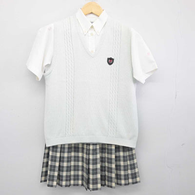 【中古】東京都 日本大学豊山女子高等学校 女子制服 3点 (ニットベスト・シャツ・スカート) sf047475