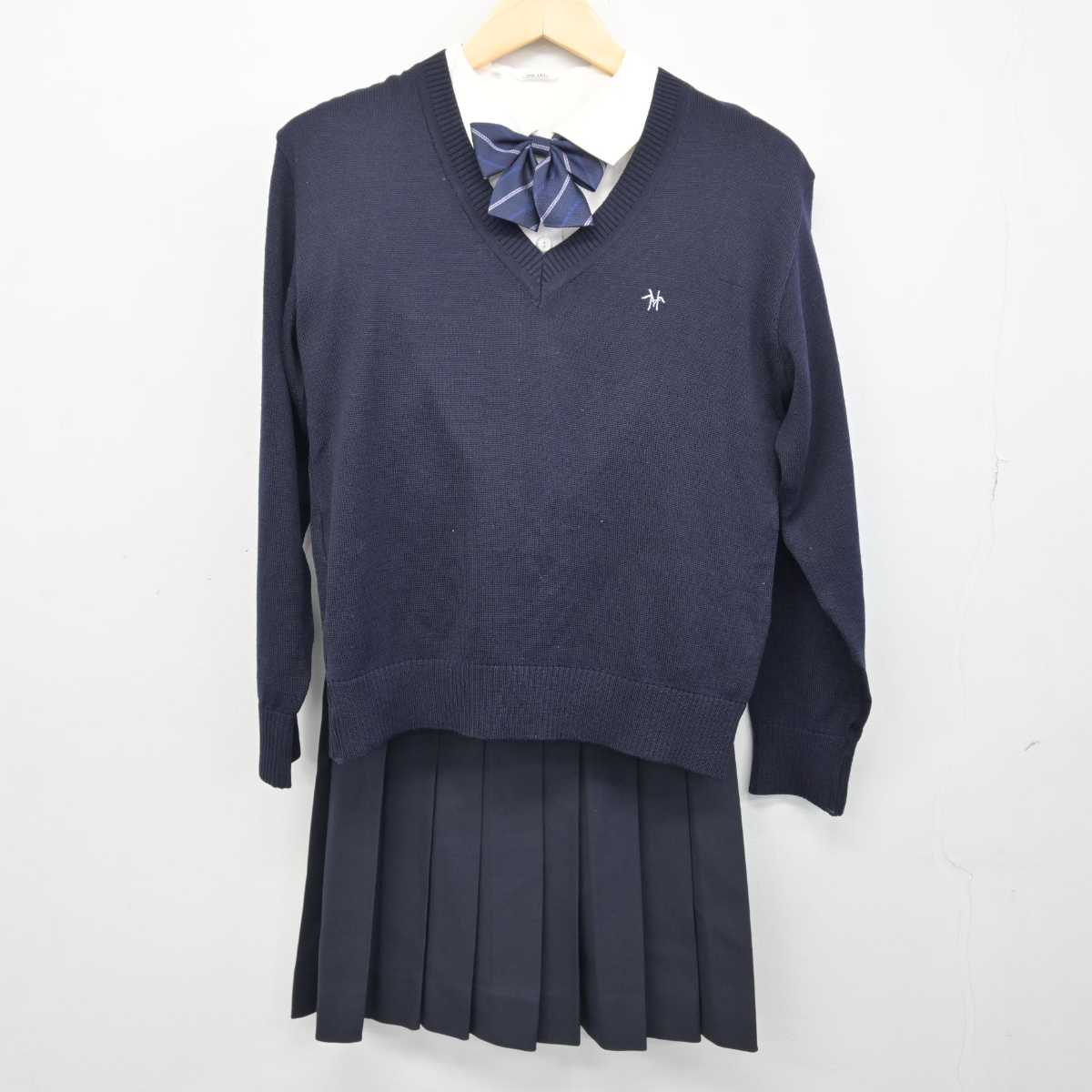 【中古】東京都 白?高等学校 女子制服 6点 (ブレザー・ニット・シャツ・スカート) sf047492