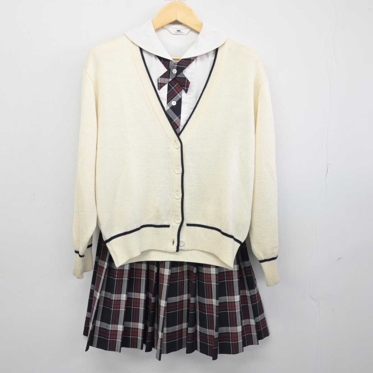 【中古】香川県 藤井中学校 女子制服 4点 (ニット・シャツ・スカート) sf047502