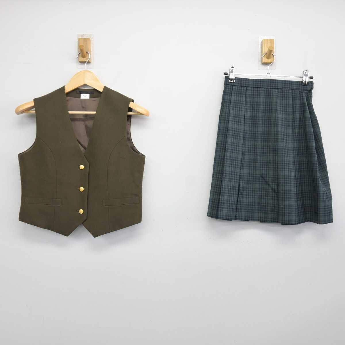 【中古】神奈川県 戸塚高等学校 女子制服 2点 (ベスト・スカート) sf047505