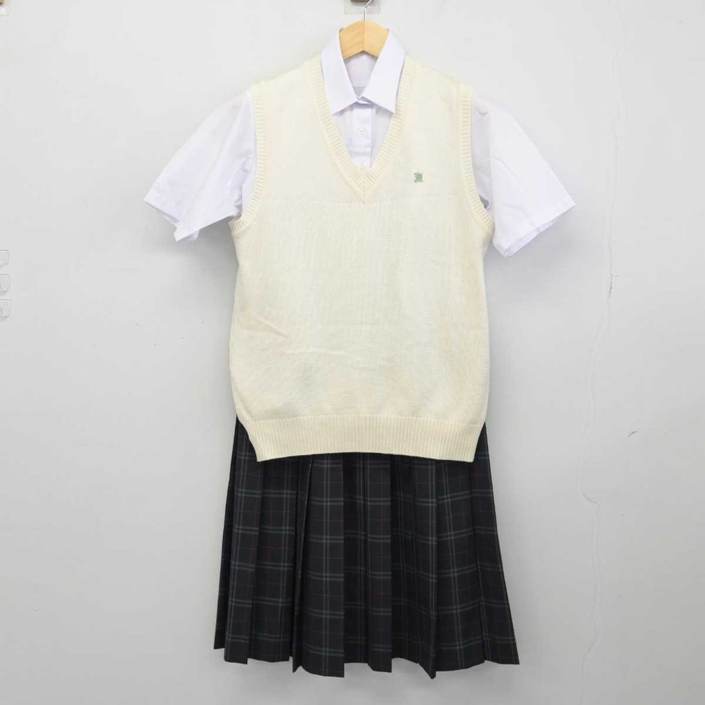 中古】千葉県 八千代市立萱田中学校 女子制服 3点 (ニットベスト・シャツ・スカート) sf047553 | 中古制服通販パレイド