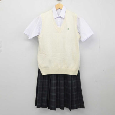 【中古】千葉県 八千代市立萱田中学校 女子制服 3点 (ニットベスト・シャツ・スカート) sf047553