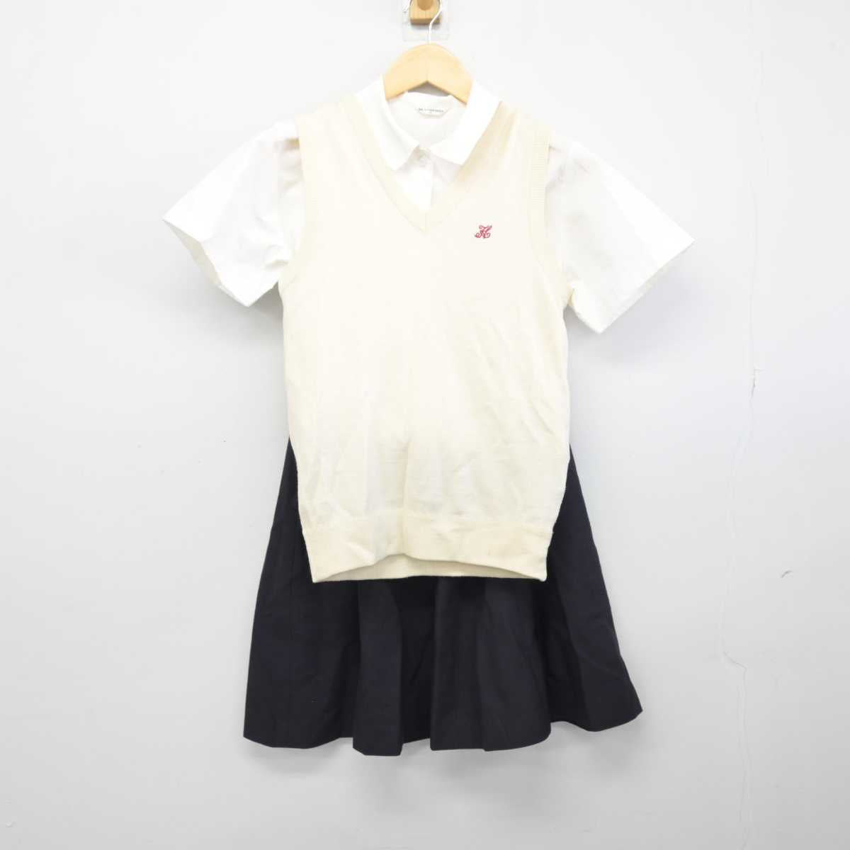 【中古】埼玉県 東邦音楽大学附属東邦第二高等学校 女子制服 3点 (シャツ・ニットベスト・スカート) sf047578