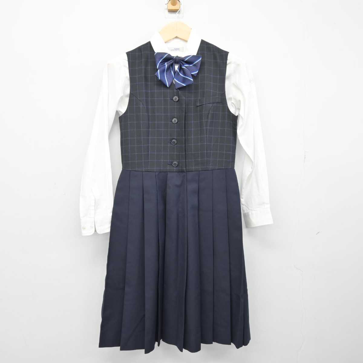 【中古】佐賀県 佐賀女子短期大学付属佐賀女子高等学校 女子制服 4点 (ブレザー・ジャンパースカート・シャツ) sf047635