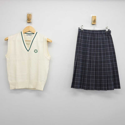 【中古】東京都 上野学園中学校・高等学校 女子制服 2点 (ニットベスト・スカート) sf047668