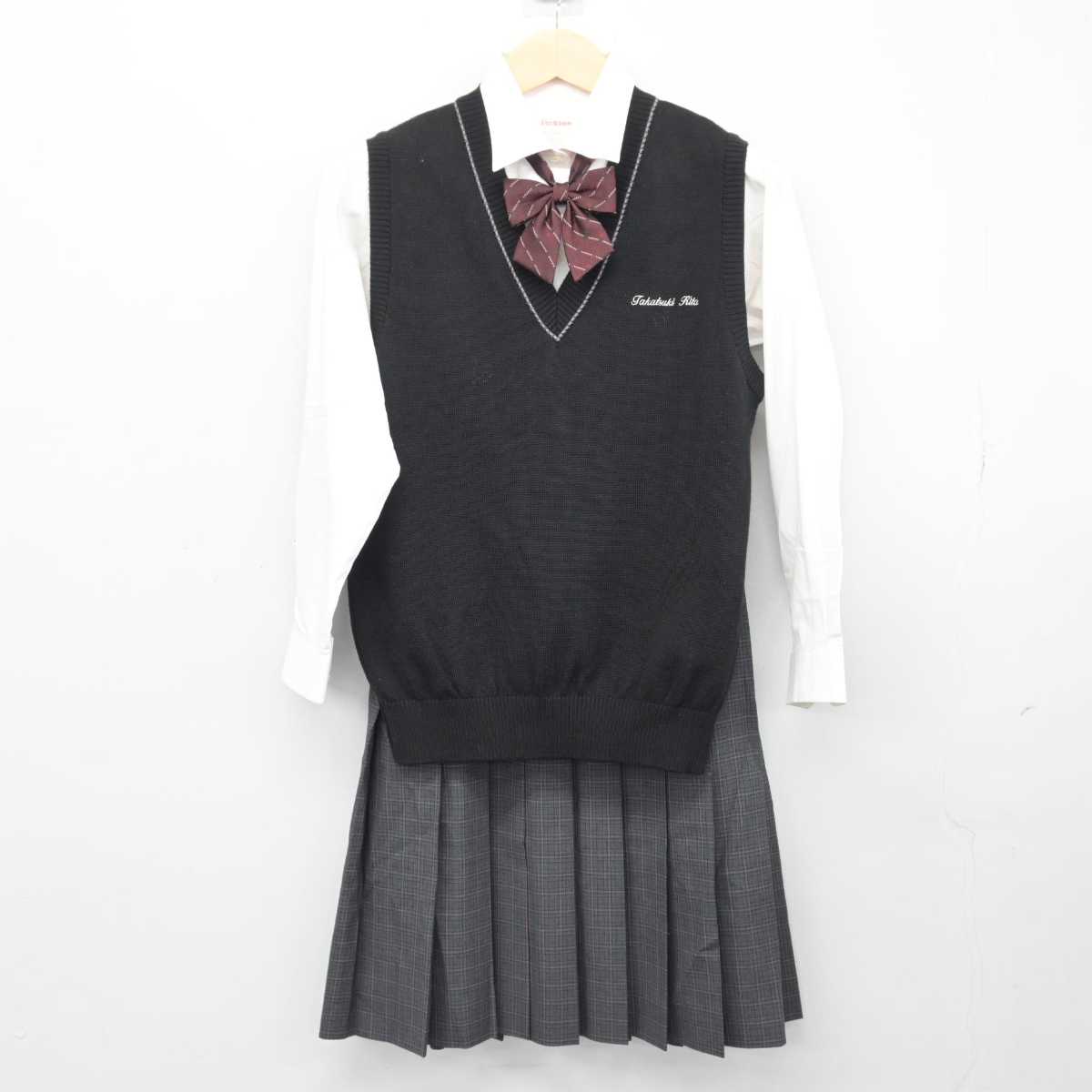 【中古】大阪府 高槻北高等学校 女子制服 4点 (ニットベスト・シャツ・スカート) sf047719