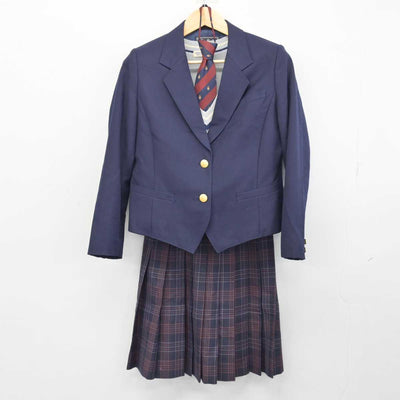 【中古】北海道 旭川西高等学校 女子制服 4点 (ブレザー・ニットベスト・スカート) sf047725