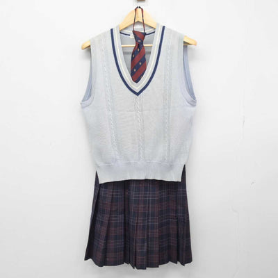 【中古】北海道 旭川西高等学校 女子制服 4点 (ブレザー・ニットベスト・スカート) sf047725