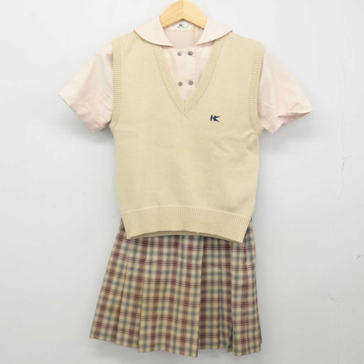 【中古】福島県 郡山高等学校 女子制服 3点 (ニットベスト・シャツ・スカート) sf047728