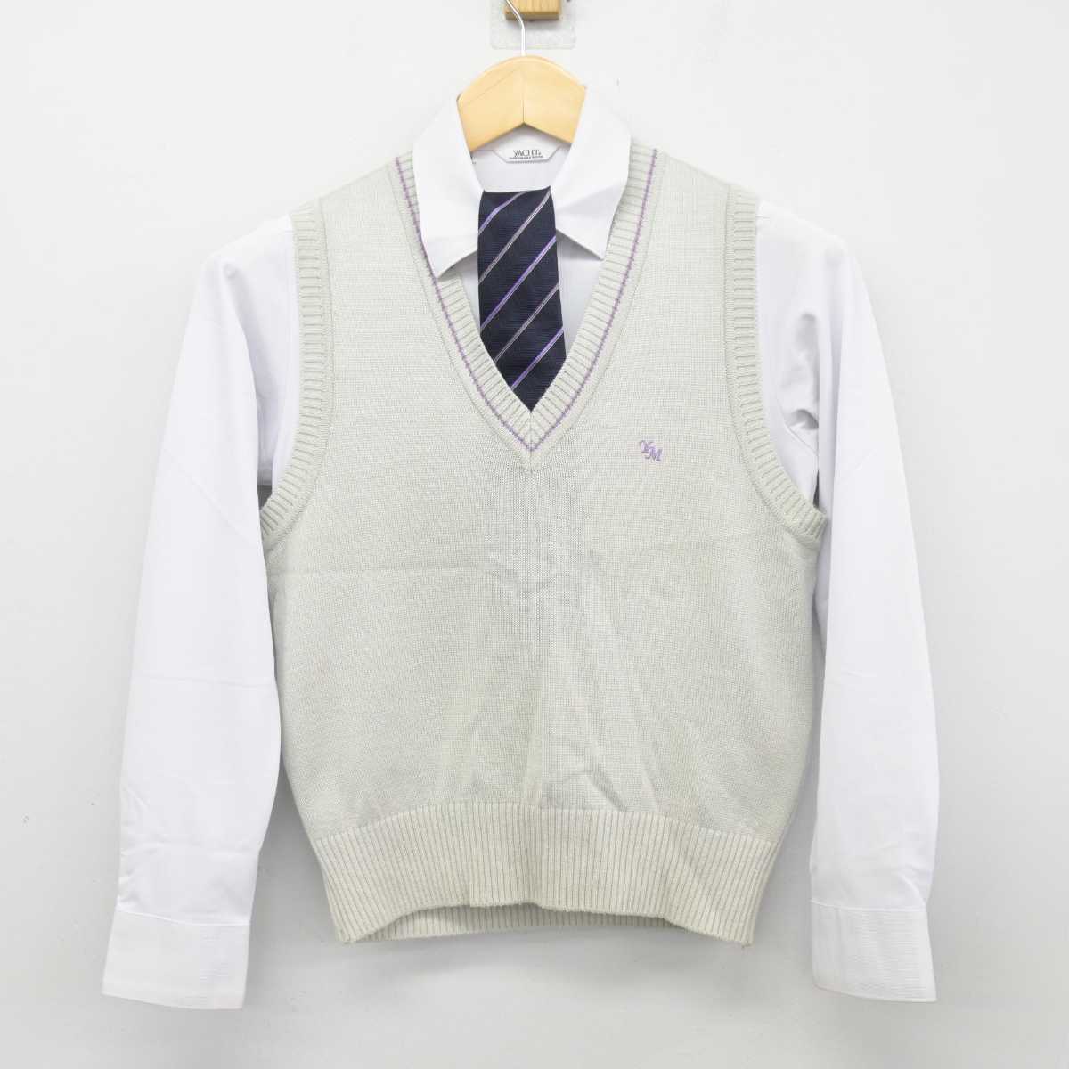 【中古】埼玉県 吉川美南高等学校 女子制服 3点 (ニットベスト・シャツ) sf047731