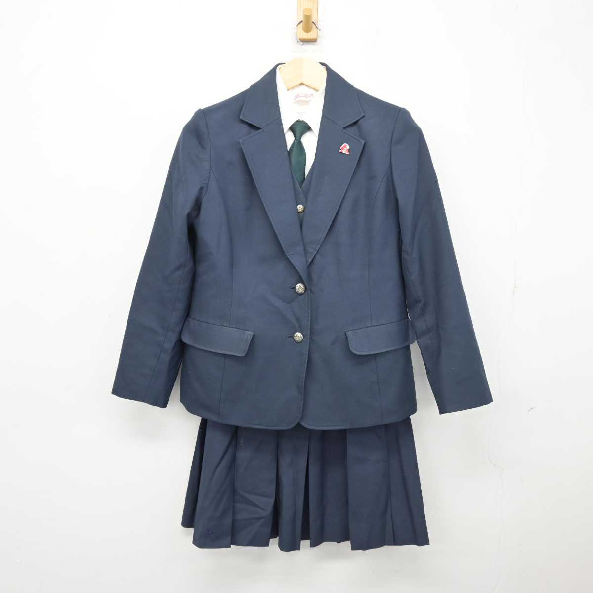 【中古】愛知県 鳴海高等学校 女子制服 6点 (ブレザー・ベスト・シャツ・スカート) sf047779