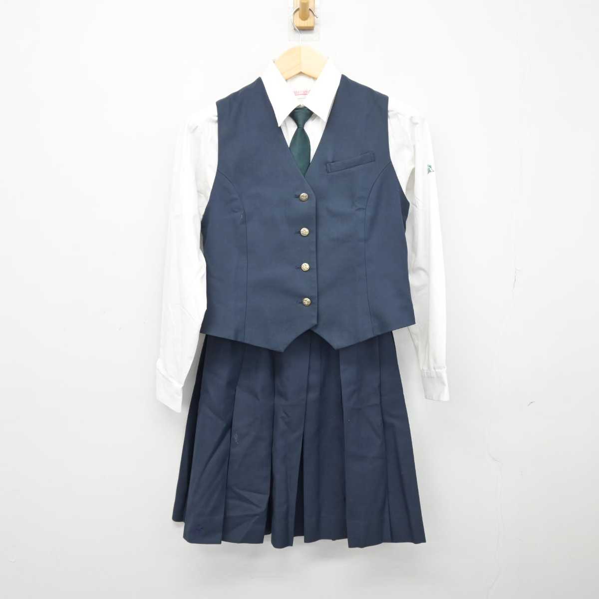 【中古】愛知県 鳴海高等学校 女子制服 6点 (ブレザー・ベスト・シャツ・スカート) sf047779