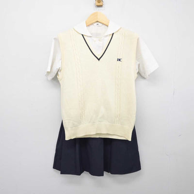 【中古】岡山県 明誠学院高等学校 女子制服 3点 (ニットベスト・シャツ・スカート) sf047785