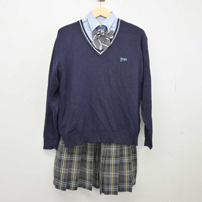 【中古】東京都 拓殖大学第一高等学校 女子制服 4点 (シャツ・ニット・スカート) sf047906